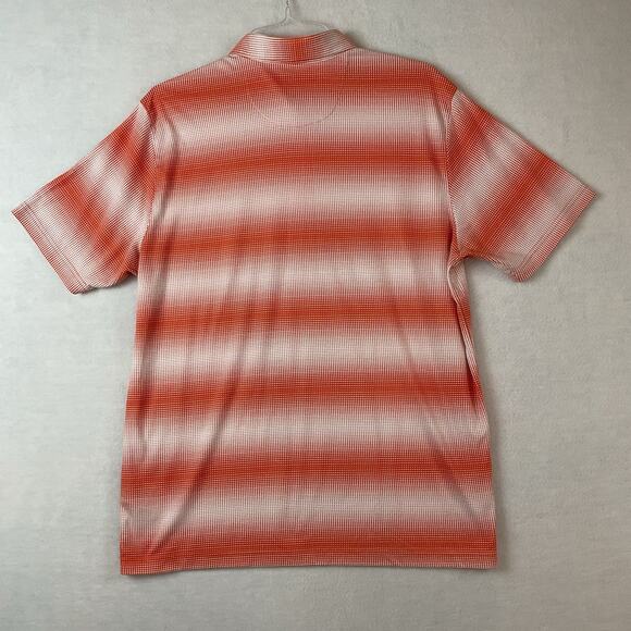 Greg Norman Polo Shirt Mens XL Orange Stripe Short Sleeves Collar Golf Shark - Picture 5 of 10